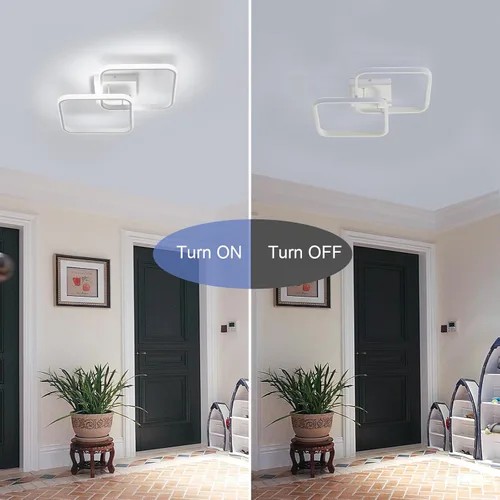 Vista 8 de DAXDG - Lámpara de techo LED, 25.2 pulgadas, 3 colores de luz intercambiables (3000 K/4500 K/6000 K) moderna lámpara de techo cuadrada blanca