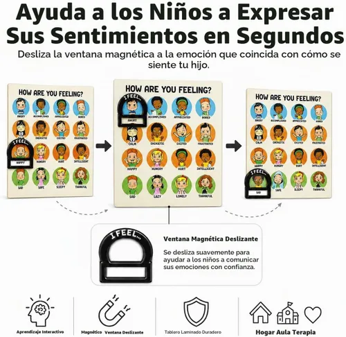 Vista 2 de L Learning Toy Boxes Tabla magnética de sentimientos y emociones para niños How I Am Feeling Emotion Imanes Feeling Poster Daily Mood Behavior Chart