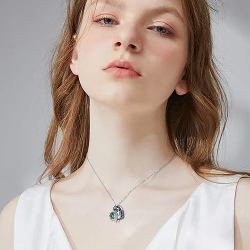 Vista 2 de ONEFINITY - Collar de pesadilla de plata de ley con colgante de corazón infinito, collar de calavera para regalo de cumpleaños para mujeres, esposa