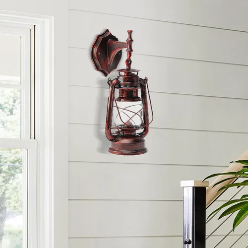 Vista 7 de Futchoy Lámpara de pared retro de latón, aplique industrial vintage con enchufe E27, 5 W máximo, lámpara de hierro y plástico resistente a
