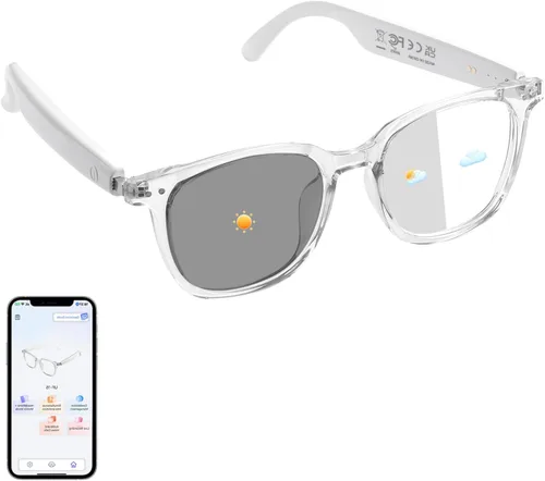 Vista 13 de GenXenon Lentes inteligentes para hombres y mujeres, lentes Bluetooth con bloqueo de luz azul con patillas extraíbles, diseño de orejas abiertas