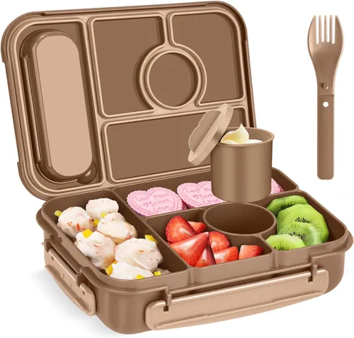 Vista 15 de Amathley Caja Bento para Adultos y Niños, Contenedores de Almuerzo para Adultos/Niños/Niños Pequeños, Caja de Almuerzo Bento de 5 Compartimentos