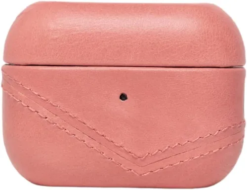 Vista 7 de Funda de cuero premium compatible con Apple AirPods 3, carga inalámbrica, diseño de dos piezas (negro)