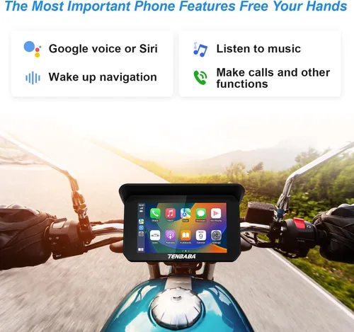 Vista 3 de Pantalla Carplay para motocicleta, inalámbrica Apple CarPlay y Android Auto de 5 pulgadas, navegación GPS para motocicleta, pantalla CarPlay