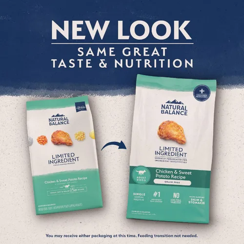 Vista 2 de Natural Balance Dieta de ingredientes limitados de pollo y batata Alimento seco para perros sin granos para adultos 4 libras Bolsa