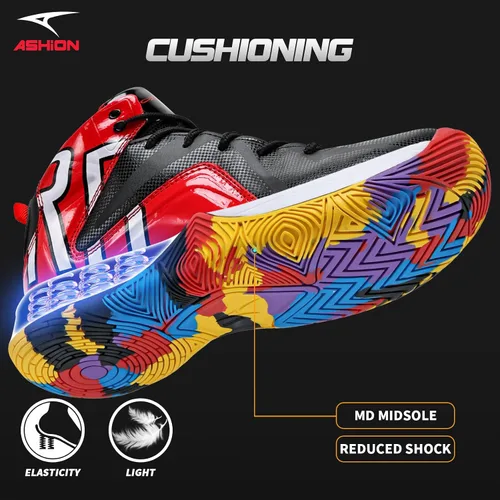 Vista 2 de ASHION Zapatos de baloncesto para hombre, ligeros, transpirables, antideslizantes, para correr, caminar
