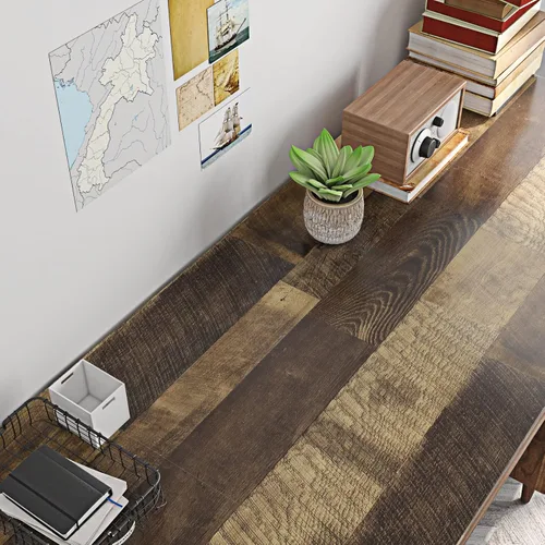 Vista 3 de Livelynine Rollo de vinilo de madera recuperada, impermeable, tablones de vinilo para despegar y pegar, tablones de madera para paredes, cocina