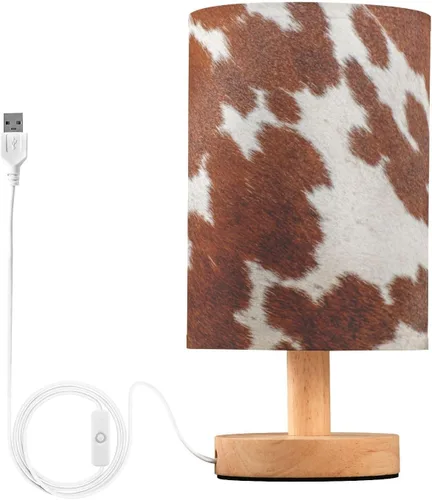 Vista 28 de Bedside Table Lamp Cute Highland Cow Animal Nightstand Lamp with Wood Desk Lamps for Bedroom Living Room Nursery Office Home Decor