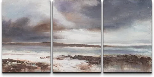 Vista 312 de wall26 Lienzo enmarcado para pared, juego de arte de acuarela pastel, paisaje rural, ilustraciones con formas abstractas, arte moderno, decorativo