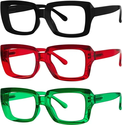 Vista 15 de Eyekepper - Juego de 4 gafas elegantes para mujer, anteojos cuadrados de gran tamaño para mujer