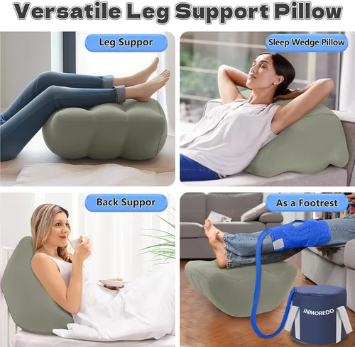Vista 8 de Inmoredo Almohada inflable de elevación de piernas después de la cirugía, almohadas elevadoras de piernas de cuña para recuperación de lesiones