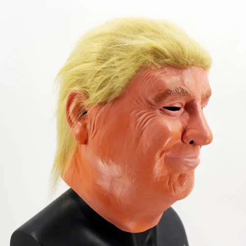 Vista 2 de HENGYUTOYMASK Máscara realista de Donald Trump, máscara de látex de celebridad, disfraz de Halloween, fiesta de cosplay, vestido elegante
