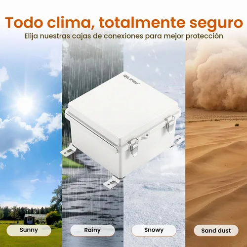 Vista 5 de QILIPSU - Caja de conexiones de acero inoxidable con tapa, bisagras y placa de montaje, universal, impermeable IP67, plástico ABS, gris, recinto