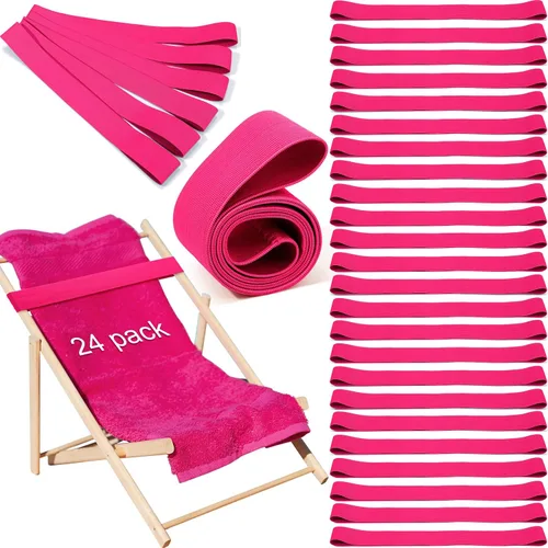 Vista 11 de Jexine 48 piezas de bandas de toalla de playa con clips resistentes al viento, bandas elásticas de playa a granel ligeras y elásticas para sillas