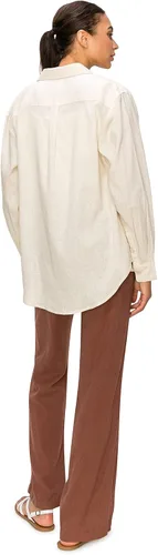 Vista 3 de Cali1850 Camisas casuales de lino para mujer Blusa de manga larga con botones y cuello superior
