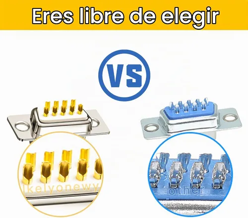 Vista 3 de Hembra plateada oro del Pin de las juntas 9 del adaptador del conector