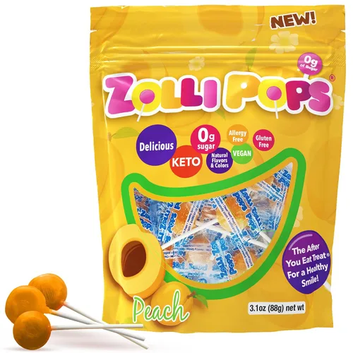 Vista 22 de Zolli Drops - Caramelos sin azúcar con xilitol, paletas sin colorantes, aptos para dieta cetogénica y diabética, golosinas aprobadas por dentistas
