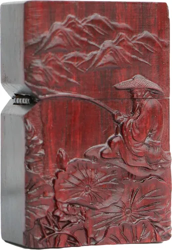 Vista 39 de Carcasa exterior de palisandro Huanghuali natural tallado para módulo Zippo (1000 brazos Avalokiteshvara de la diosa 3#)