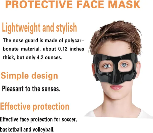Vista 7 de Protector de nariz para nariz rota, máscaras protectoras para baloncesto y deportes de fútbol, máscara facial ajustable con acolchado de espuma