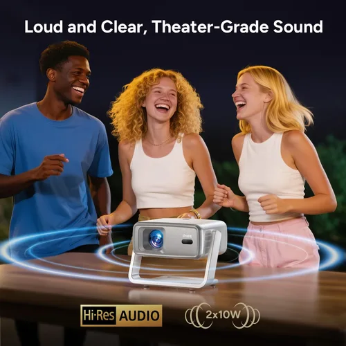 Vista 7 de Proyector 4K con WiFi y Bluetooth, Proyector inteligente para exteriores 1800 ANSI 4k Enfoque automático y control de voz, 10,000 aplicaciones