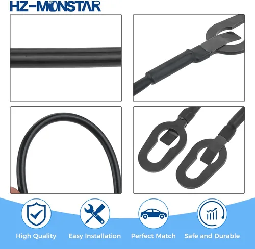 Vista 6 de Par de cables de puerta trasera para portón trasero, correa de soporte para puerta de elevación, cable para puerta trasera de pastilla lateral