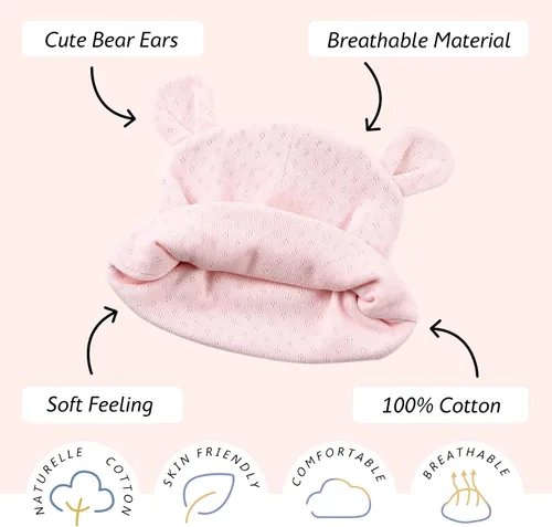 Vista 3 de Cotton Newborn Baby Girls Hat Spring Newborn Boys Hat Cute Rabbit Infant Beanie