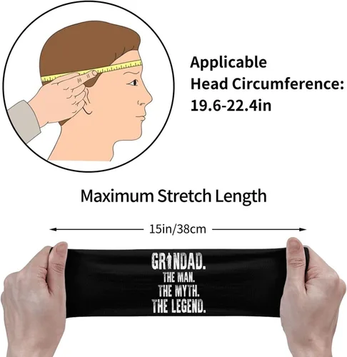 Vista 7 de Grandad The Man The Myth The Legend Headband for Men Women Sports Sweatband for Fitness Exercise Moisture Wicking Running Yoga Hairbands