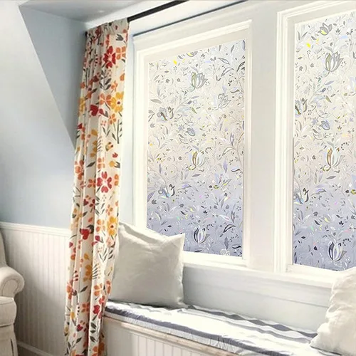 Vista 3 de LEMON CLOUD - Película decorativa de privacidad para ventana, adhesivo 3D antirrayos UV, bloquea el sol y controla el calor, para el hogar