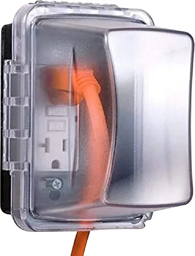 Vista 8 de TayMac MM710C, 4 3/4 pulgadas de profundidad, acabado transparente, 1 gang Horizontal or Vertical Mount, 4.75 in. Deep, Clear Weatherproof Outlet