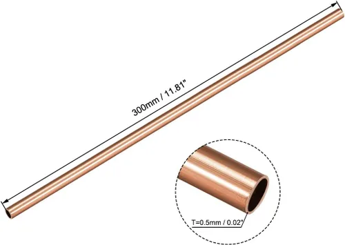 Vista 2 de uxcell Tubo de cobre, 0.079 in, 0.118 in, 0.157 in, 0.197 in, 0.236 in, 0.276 in de diámetro exterior x 0.020 in, grosor de pared, 11.811 in