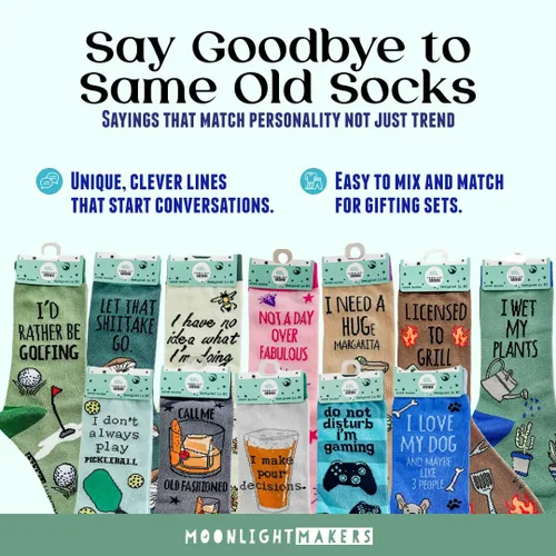 Vista 90 de Moonlight Makers Funny Colored Socks, Novelty Socks, Stocking Stuffer, Unisex Socks