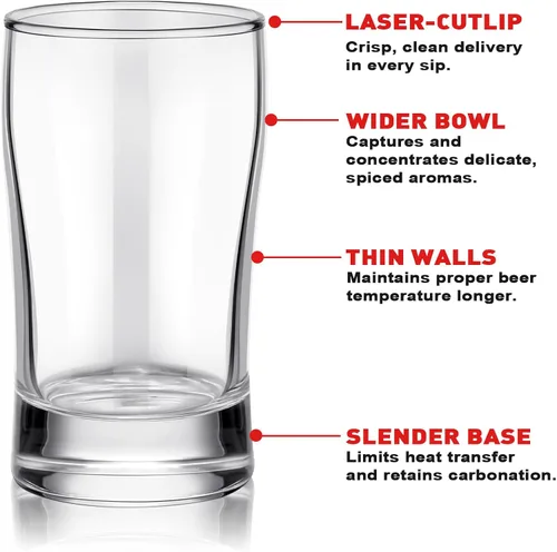 Vista 4 de Bokon 6 vasos de cerveza, tazas pequeñas de jugo, vasos de té helado, vasos de base pesada, vasos de vidrio transparente a granel para agua potable