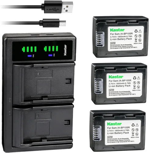 Vista 6 de Kastar Reemplazo del cargador de batería USB IA-BP105R LTD2 para cámaras Samsung HMX-F80BN, HMX-F80SN, HMX-F80BN/XAA, HMX-F80SN/XAA, HMX-F800