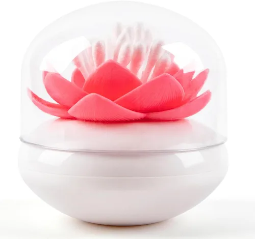 Vista 14 de Bloss - Juego de recipientes para bastoncillos de algodón con forma de flor de loto. Caja pequeña para palillos de dientes QTips. Decoración floral