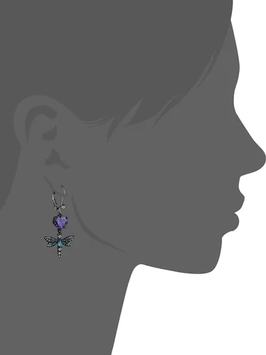 Vista 2 de Betsey Johnson Aretes Colgantes Dobles Desiguales de CZ y Mariposa