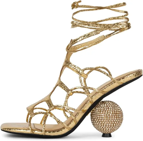 Vista 2 de Jeffrey Campbell plataforma para mujer, Serpiente metálica dorada