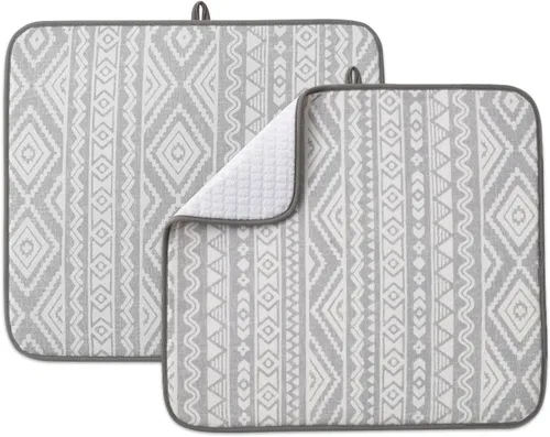 Vista 20 de Paquete de 2 tapetes de secado de platos para encimera de cocina, absorbentes, tapetes escurridor de platos de microfibra, almohadilla de secado
