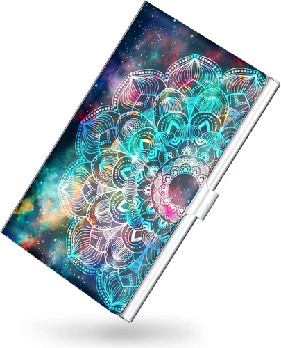 Vista 9 de Paquete de 2 soportes para tarjetas de visita, estuche para tarjetas de visita de color para hombres y mujeres, organizador ultradelgado de metal