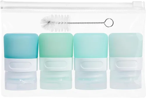 Vista 31 de MICEBAY Botellas exprimibles de condimentos para salsas, mini recipiente de silicona para aderezo de ensalada de 1 onza para llevar con bolsa