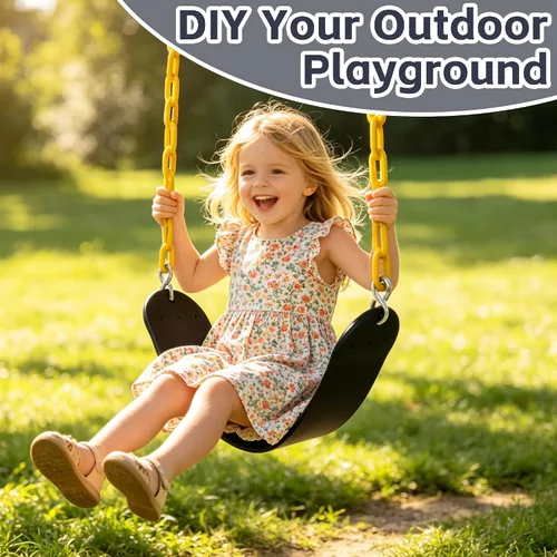 Vista 4 de Heavy Duty Swing Seat Chain Plastic Coated Swing Set Accesorios (negro)
