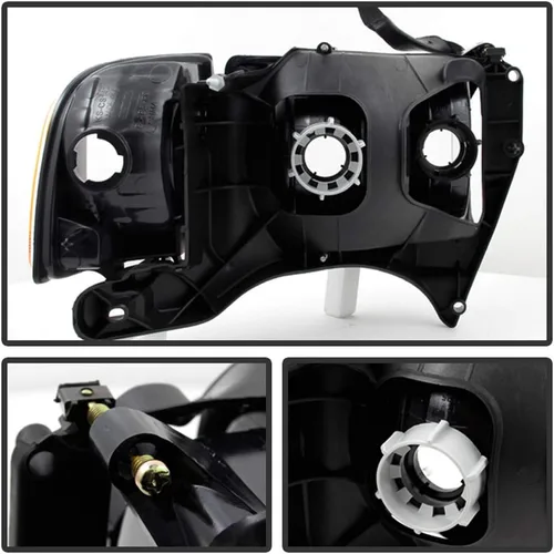 Vista 2 de ACANII - Para 1999 2000 2001 Dodge Ram 1500 Sport Modelo Negro Faros con Luces de Esquina Par Izquierdo+Derecha