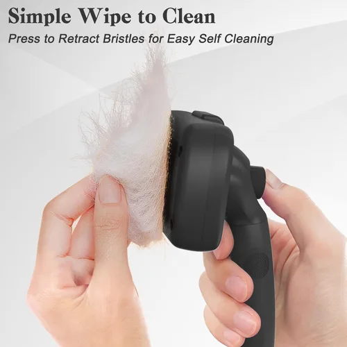 Vista 3 de Swihauk Cepillo Deslizante de Autolimpieza para Perros y Gatos - Cepillo de Desenredado y Aseo Amigable con la Piel para Mascotas con Pelo, Negro