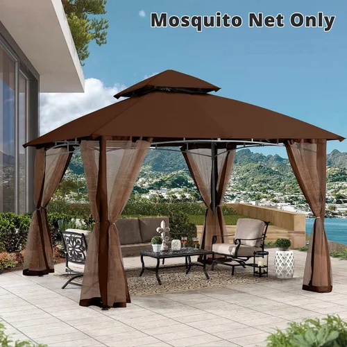 Vista 7 de MASTERCANOPY Carpa de patio con mosquitera, paredes de pantalla (10x10, Café)