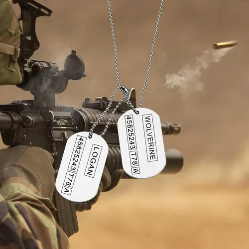 Vista 5 de Wolverine Logan 2 sided Dog Tags Stainless Steel Military Pendant Necklace