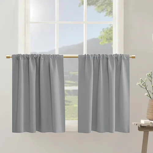 Vista 27 de PANELSBURG - Cortinas de cocina para ventanas, cortinas cortas térmicas aisladas de invierno para puerta con ventana, 24 pulgadas de largo, beige