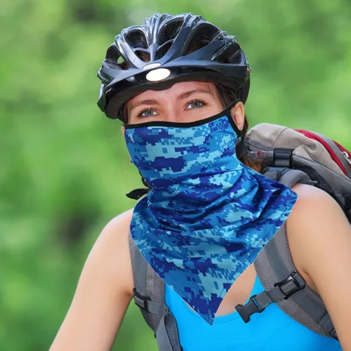 Vista 4 de 8 unidades de bandana para la cara con bucles para las orejas, polaina para el cuello, máscara de protección solar al aire libre para hombres