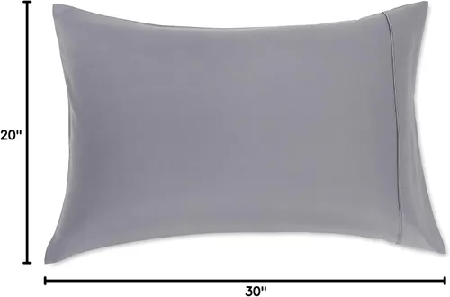 Vista 5 de Amazon Basics Juego de 2 fundas de almohada estándar, ligeras, súper suaves y de fácil cuidado, color gris oscuro, 30 pulgadas de largo x 20