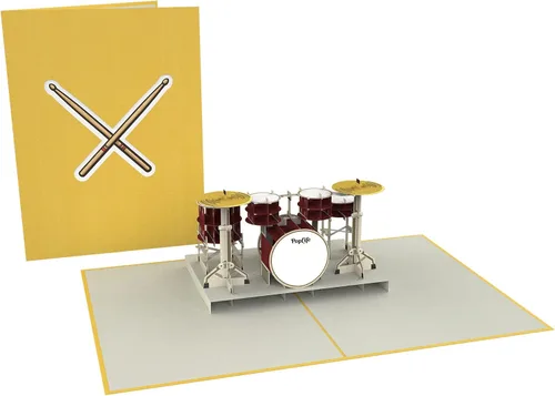 Vista 9 de PopLife Kit de batería 3D Pop Up Card – Tarjeta de cumpleaños de músico, fiesta de jubilación, día del padre, regalo de banda de rock, graduación
