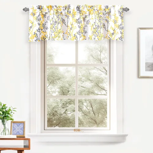 Vista 2 de DriftAway Leah - Cortina de ventana con aislamiento térmico y estampado floral abstracto, bolsillo para cortinero, 52 x 14 pulgadas, más cabecera