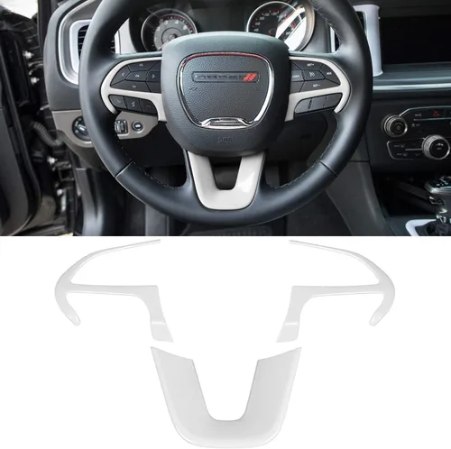 Vista 12 de Kit de decoración de accesorios interiores para cubierta de volante para Dodge Challenger Charger 2015-2024, para Dodge Durango y Jeep Grand Negro